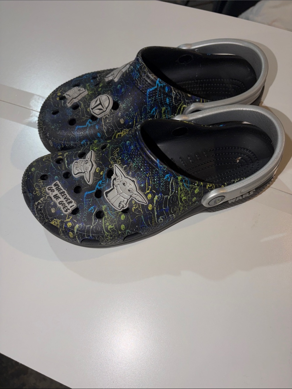 Crocs x StarWars Junior 6US blue black slipons used nice all charm included